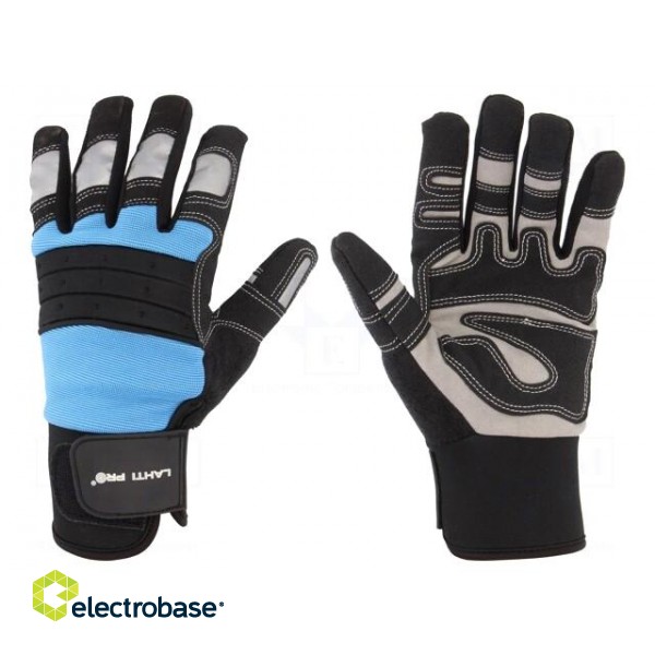 Protective gloves | Size: 11 | black/blue | microfiber,plastic
