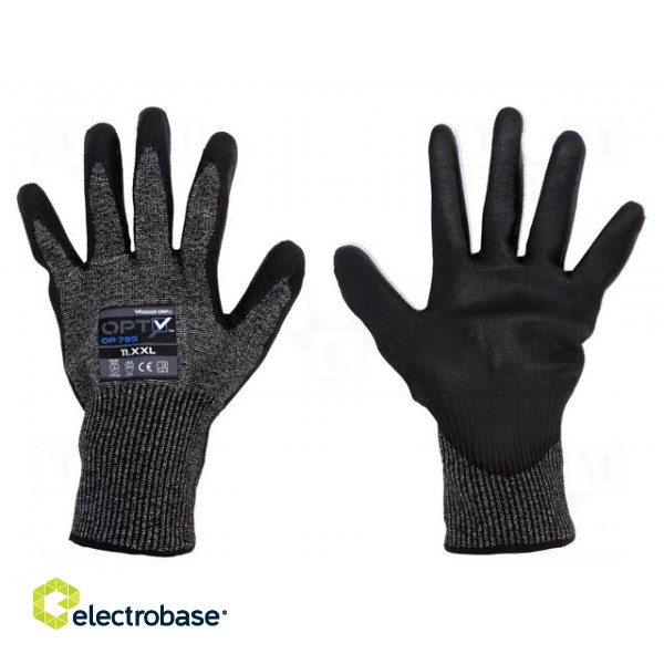 Protective gloves | Size: 11,XXL | grey | steel wire,HPPE,polyester