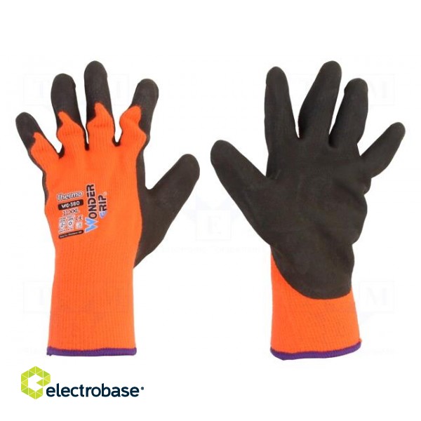 Protective gloves | Size: 11,XXL | orange | acrylic,latex | Thermo