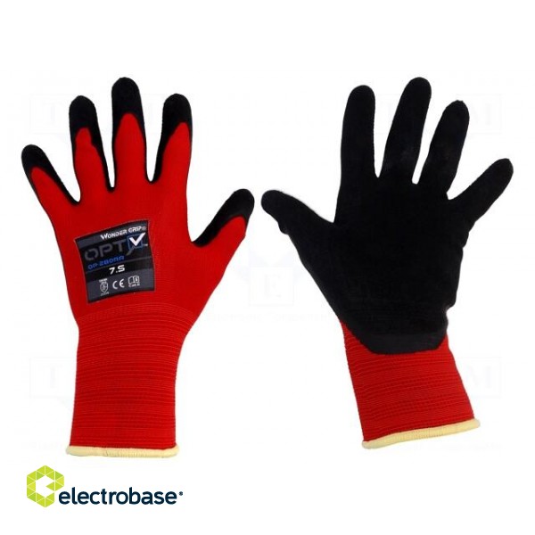 Protective gloves | Size: 11,XXL | red | polyester | Opty
