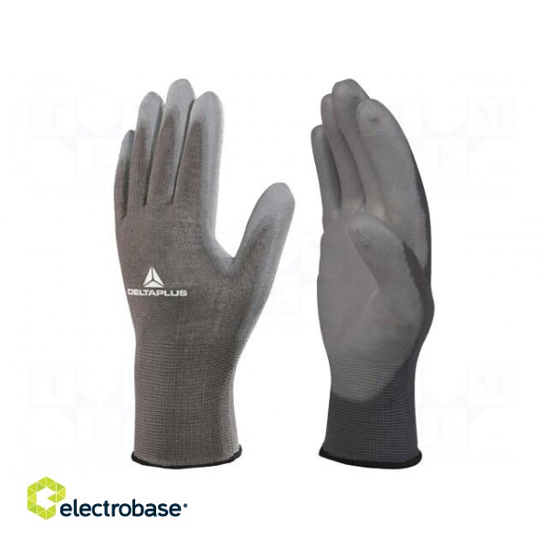 Protective gloves | Size: 8 | grey | polyester,polyurethane | VE702PG