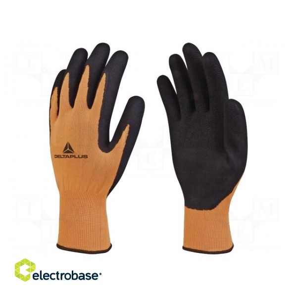 Protective gloves | Size: 10 | orange-black | latex,polyester