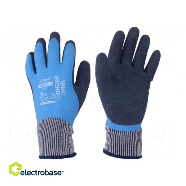 Protective gloves | Size: 7,S | blue | latex,polyamide | Aqua