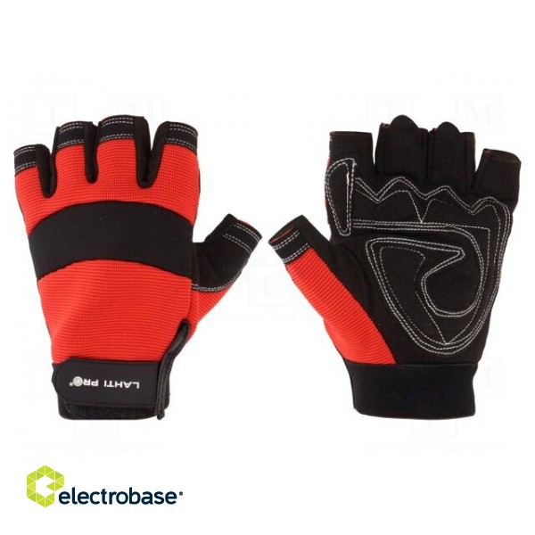 Protective gloves | Size: 8 | black-red | microfiber,plastic
