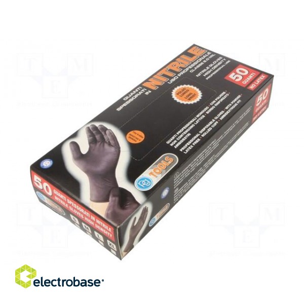 Protective gloves | Size: 8,M | black | nitryl | 50pcs.