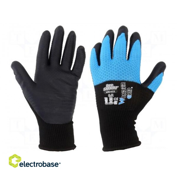 Protective gloves | Size: 8,M | black/blue | latex,polyester