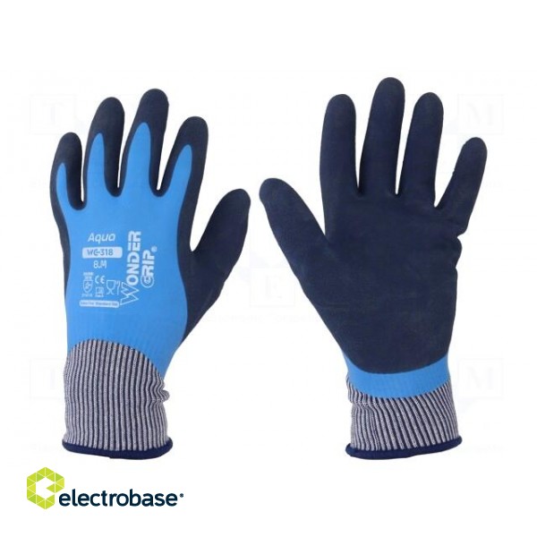 Protective gloves | Size: 8,M | blue | latex,polyamide | Aqua