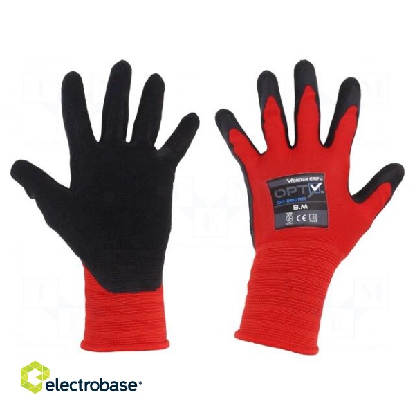 Protective gloves | Size: 8,M | red | polyester | Opty