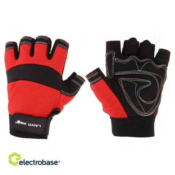 Protective gloves | Size: 9 | black-red | microfiber,plastic