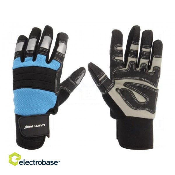 Protective gloves | Size: 9 | black/blue | microfiber,plastic