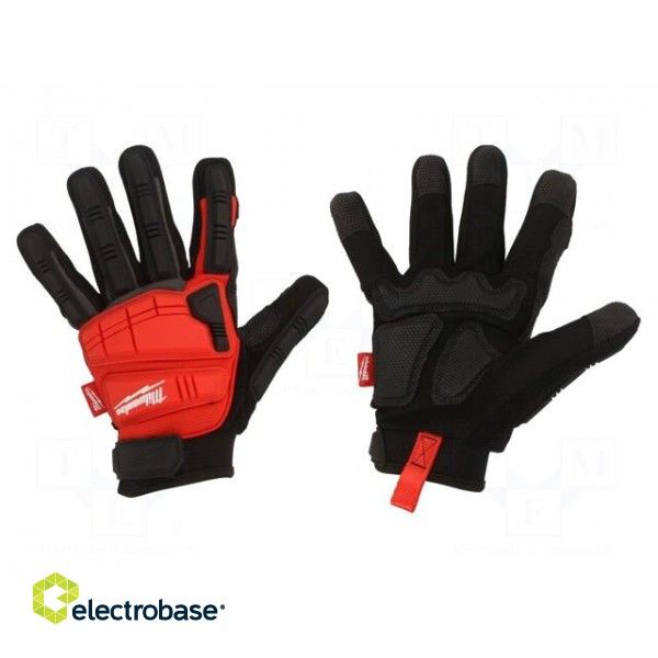 Protective gloves | Size: 9,L | black/red | Resistance to: impact