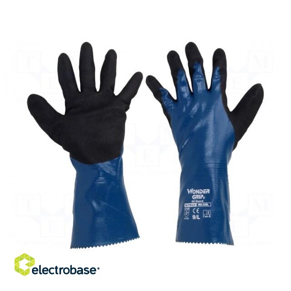 Protective gloves | Size: 9,L | blue | nitryl,polyamide | Oil Guard