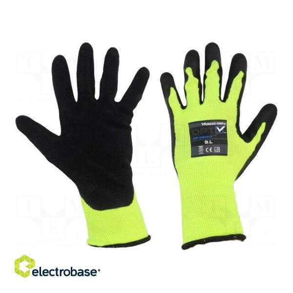 Protective gloves | Size: 9,L | green (light) | polyester | Opty