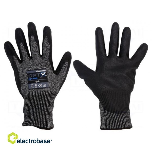 Protective gloves | Size: 9,L | grey | steel wire,HPPE,polyester