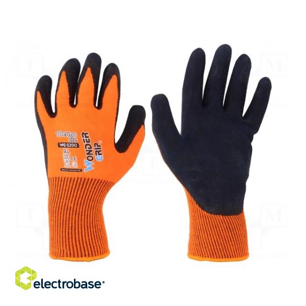 Protective gloves | Size: 9,L | orange | acrylic,latex | Thermo Lite