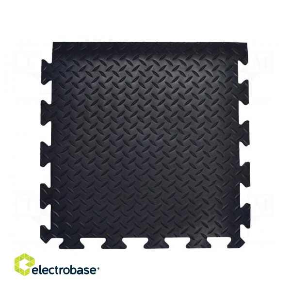 Anti fatigue mat | Width: 0.5m | L: 0.5m | foam,PVC | black | Thk: 14mm