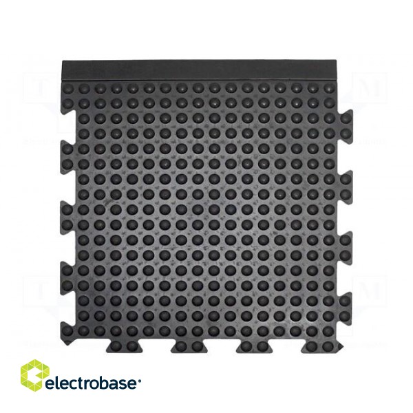 Anti fatigue mat | Width: 0.5m | L: 0.5m | rubber | black | Thk: 13.5mm