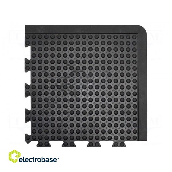 Anti fatigue mat | Width: 0.5m | L: 0.5m | rubber | black | Thk: 13.5mm