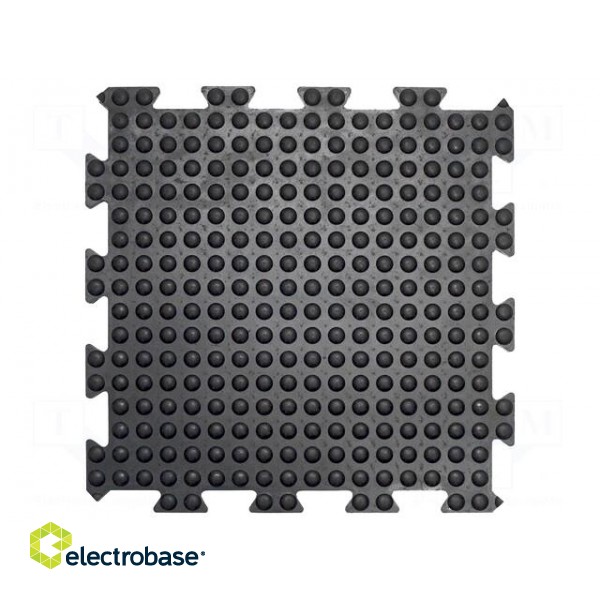 Anti fatigue mat | Width: 0.5m | L: 0.5m | rubber | black | Thk: 13.5mm