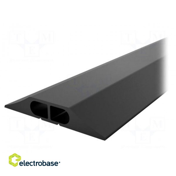 Cable protector | Width: 83mm | L: 3m | PVC | H: 14mm | black | Chambers: 2
