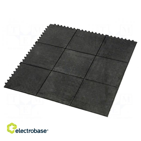 Gym mat | Width: 0.9m | L: 0.9m | rubber,nitryl | black | Thk: 18mm image 1