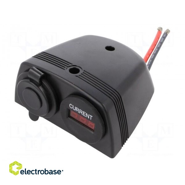 Ammeter | car lighter socket x1 | Sup.volt: 7÷33VDC | black | red image 1