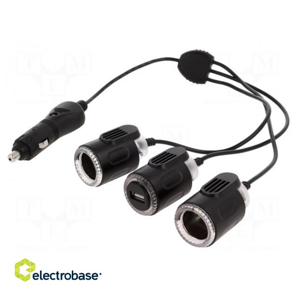 Automotive power supply | USB A socket,car lighter socket x2