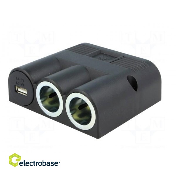 Automotive power supply | USB A socket,car lighter socket x2 image 3