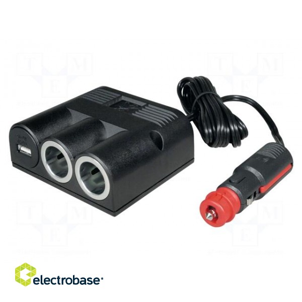 Automotive power supply | USB A socket,car lighter socket x2 фото 1
