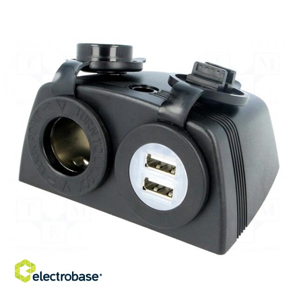 Car lighter socket | car lighter socket x1,USB A socket x2 image 1