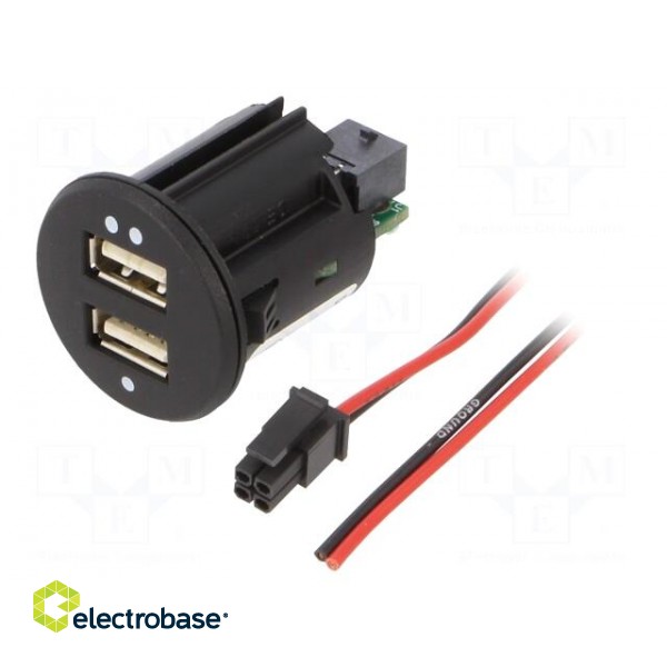 USB power supply | Sup.volt: 12÷24VDC | 5V/2.1A | USB A socket x2 image 1