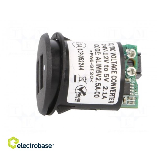USB power supply | Sup.volt: 12÷24VDC | 5V/2.1A | USB A socket x2 image 3