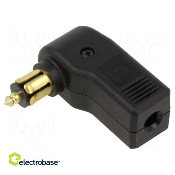 Cigarette lighter plug | USB A socket | Inom: 3A | 5V/3A | black