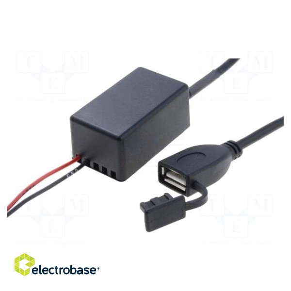 Automotive power supply | USB A socket | Sup.volt: 7÷12VDC | black