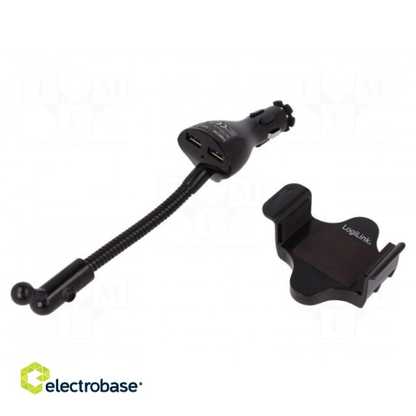 Car holder | black | 5V/3.1A | Features: with smartphone holder image 1