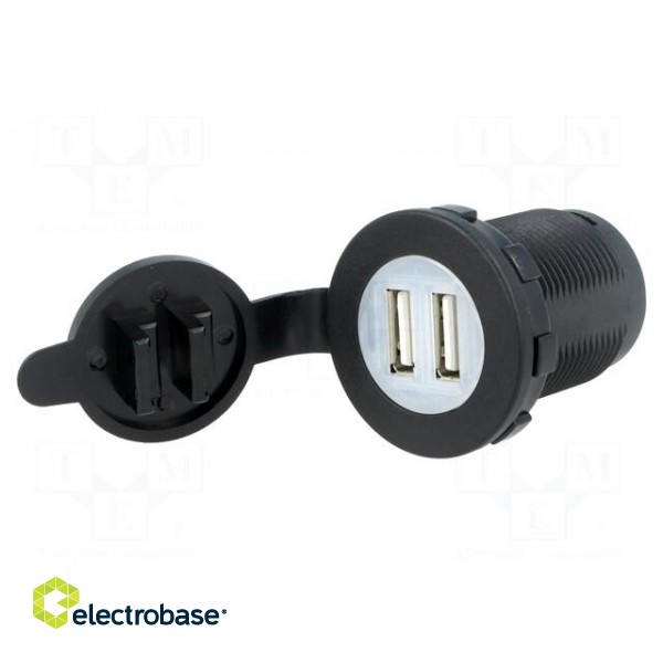 USB power supply | USB A socket x2 | Sup.volt: 12÷24VDC | 5V/2.1A image 1