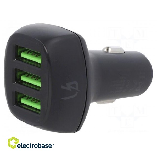 USB power supply | USB A socket x3 | Sup.volt: 12÷24VDC | black paveikslėlis 1