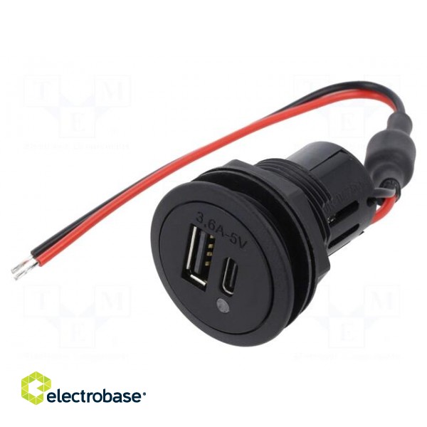 USB power supply | USB A socket,USB C socket | Inom: 3.6A | 5V/3.6A