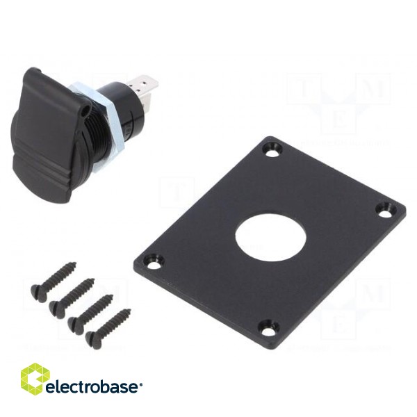 Car lighter socket | car lighter mini socket x1 | 16A | black image 1