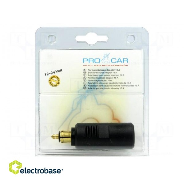 Car lighter socket adapter | car lighter socket x1 | 16A | black image 2