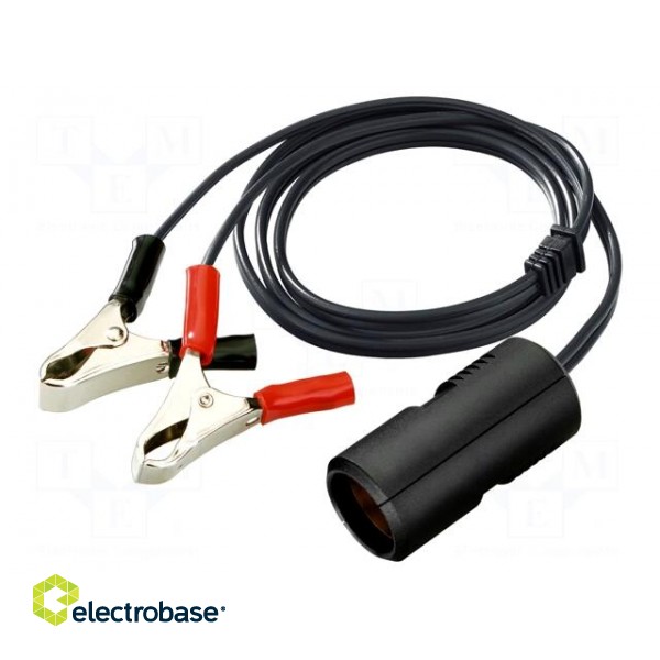 Car lighter socket adapter | car lighter socket x1 | 8A | black | 1m paveikslėlis 1