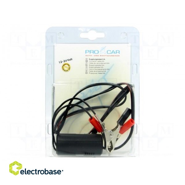 Car lighter socket adapter | car lighter socket x1 | 8A | black | 1m paveikslėlis 2
