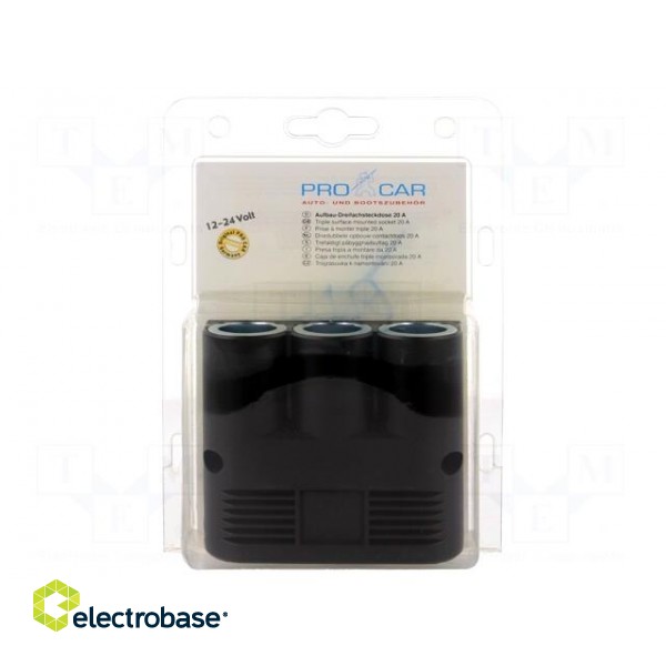 Car lighter socket adapter | car lighter socket x3 | 16A | black image 2