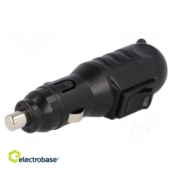 Cigarette lighter plug | Inom: 8A | Sup.volt: 7÷12VDC | 12V/8A | black image 1