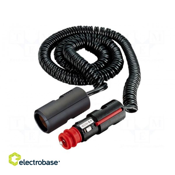 Cigarette lighter socket extension cord | 8A | Sup.volt: 12÷24VDC image 1