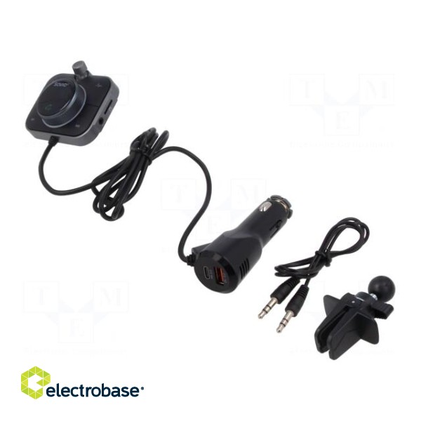 FM transmitter | microSD,USB A socket,USB C socket | black | 1.2m
