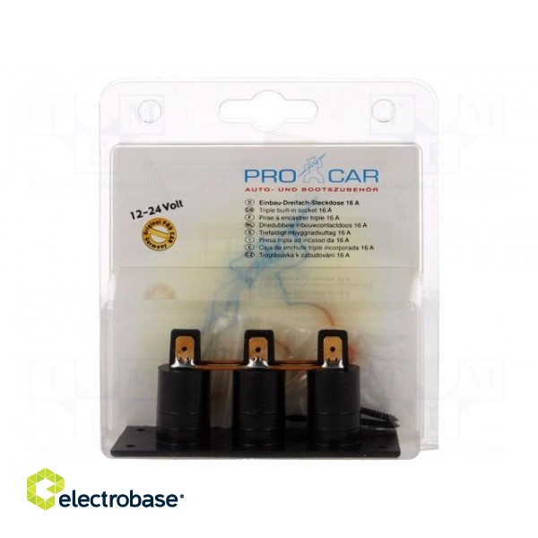 Car lighter socket | car lighter mini socket x3 | 16A | black image 2