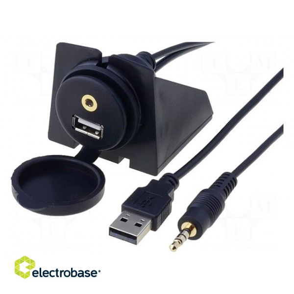 USB/AUX adapter | Jack 3,5mm 3pin socket,USB A socket | 2m