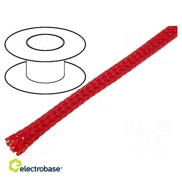 Braid | polyester | 2÷5,nom.3mm | red | Package: 100m | Temp: -50÷150°C