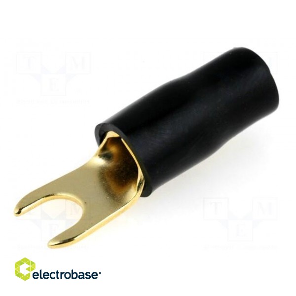 Terminal: fork | M4 | 10mm2 | gold-plated | insulated | black